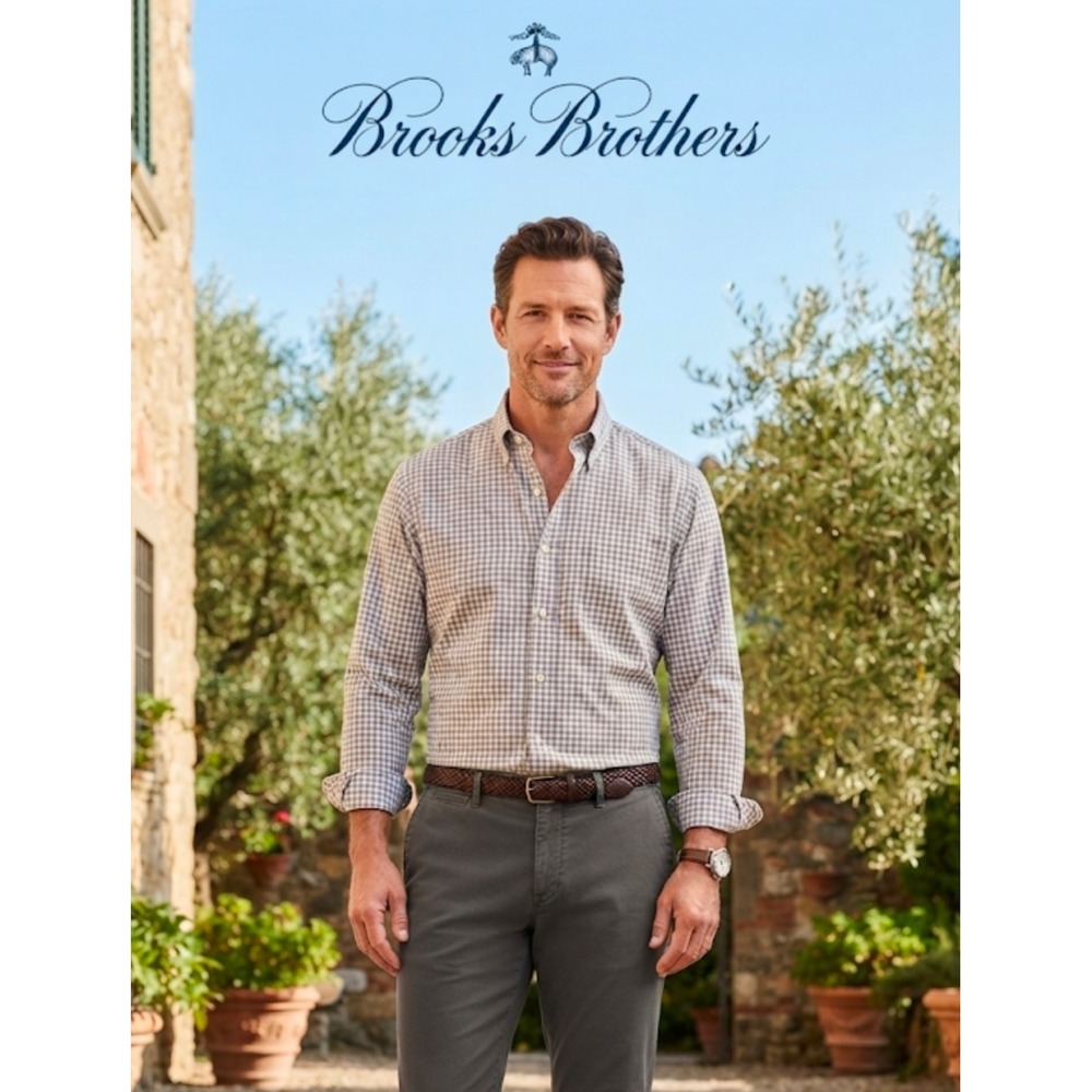 Brooks Brothers Men S Non-Iron Supima Cotton Check Button Down Shirt Blue Tan